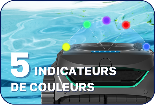 détails des led de couleur disponible sur le robot Wybot C2