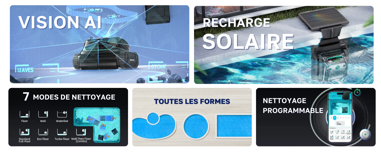 avantages du robot de piscine wybot S2 Solar vision