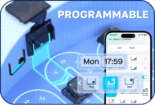 robot piscine piloté avec l'application