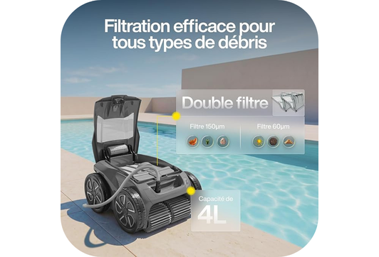 Double filtration pour retenir tous les débris