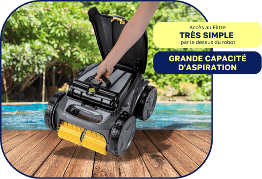 Grande capacité d'aspiration et Filtre XXL ergonomique et facile d'accès du robot piscine zodiac vortex OV3400