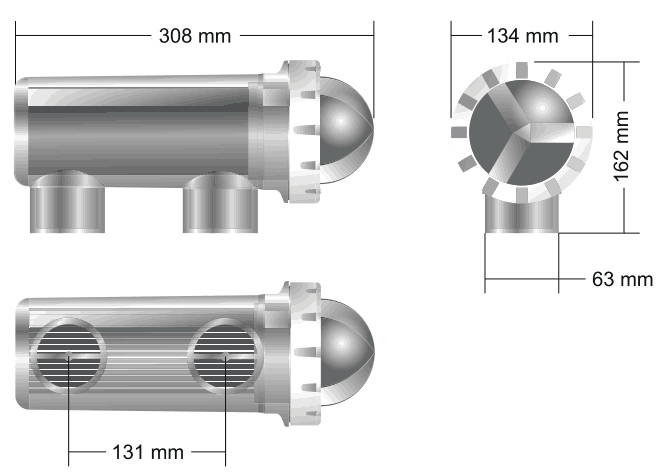 Dimensions de la cellule d'électrolyseur E-Next AstralPool