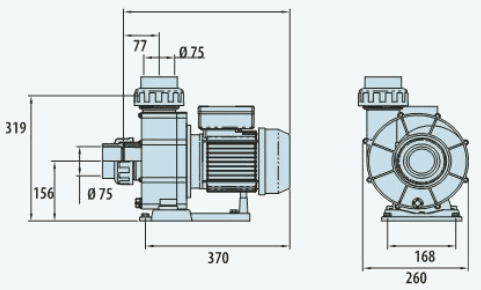 Dimensions pompe de nage à contre courant tri piscine