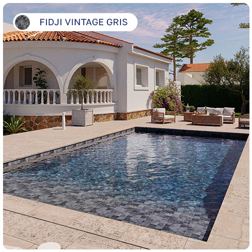 Liner 85/100ème Effet Pierre de Bali Fidji VIntage Gris