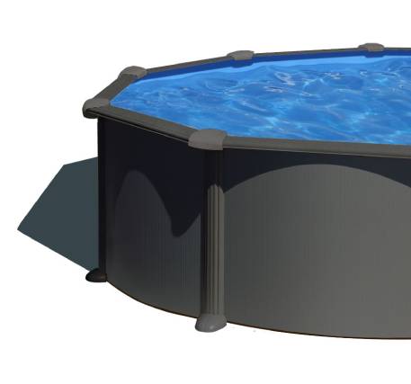 piscine hors sol acier gris anthracite diamètre de 5.5 m Hauteur 1.32 m 