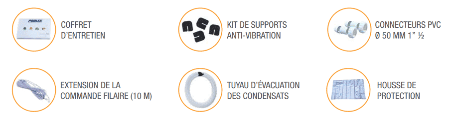 Accessoires inclus avec la pompe à chaleur Poolex Jetline Selection 125