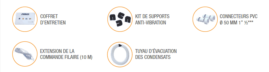 Accessoires inclus avec la pompe à chaleur Poolex Silverline 70
