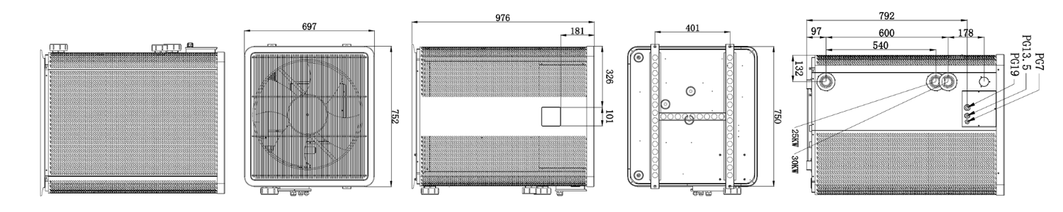 Dimensions intérieures / extérieures – Poolex Silverline Top FI 250/300 triphasée