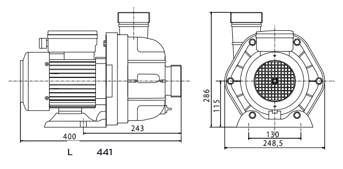 Dimensions pompe piscine MGD300T