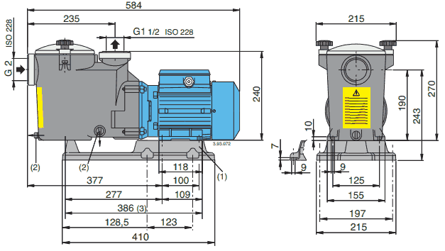 Dimensions de la pompe piscine Calpeda MPC41