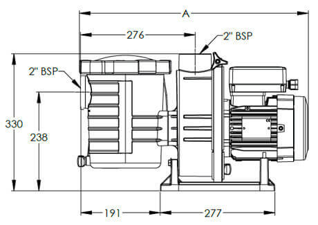 Dimensions pompes piscine ULTRAFLOW PLUS