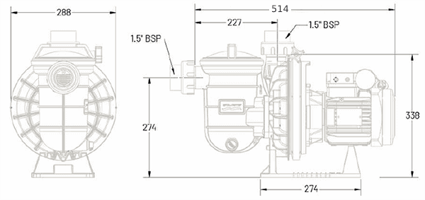 Dimensions pompe Pentair La Sta-Rite P-STR-071
