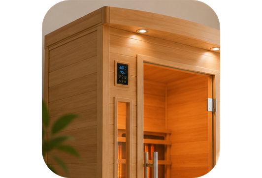 sauna infrarouge apollon 3 places avec son panneau de commande