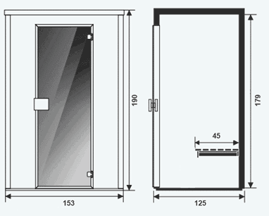 Dimensions de la cabine de sauna infrarouge Solea 3 places