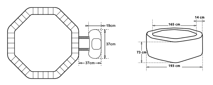 Dimensions spa portable Netspa Octopus